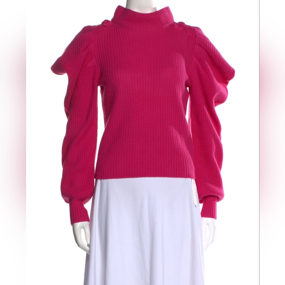 LoveShackFancy Vibrant Pink Cowl Sweater